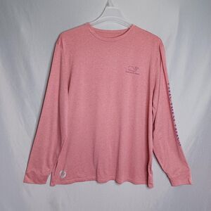 Vineyard Vines Shirt Mens XL Pink Long Sleeve Whale Logo Performance Crewneck